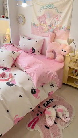 91家纺网 家纺一手货源 找家纺 昔可家纺 2024新款潮趣卡通系列全棉四件套 煤球猫猫