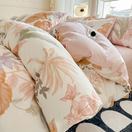 91家纺网 家纺一手货源 找家纺 （总）简宜家居 2025新款40支13070全棉斜纹繁花系列四件套