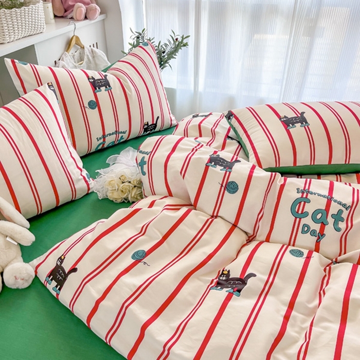 91家纺网 家纺一手货源 找家纺 简宜家居 2025新款40支13070全棉斜纹卡通系列四件套（系列二） 动漫哈基米