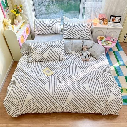 91家纺网 家纺一手货源 找家纺 （总）名兮家居 2024新款极简风全棉印花四件套