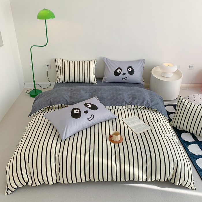 91家纺网 家纺一手货源 找家纺 澳萝拉 2024新款全棉条纹卡通大版四件套 伊丽莎白