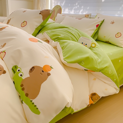 91家纺网 家纺一手货源 找家纺 （总）金丝鸟 2024新款全棉四件套可爱卡通系列四件套