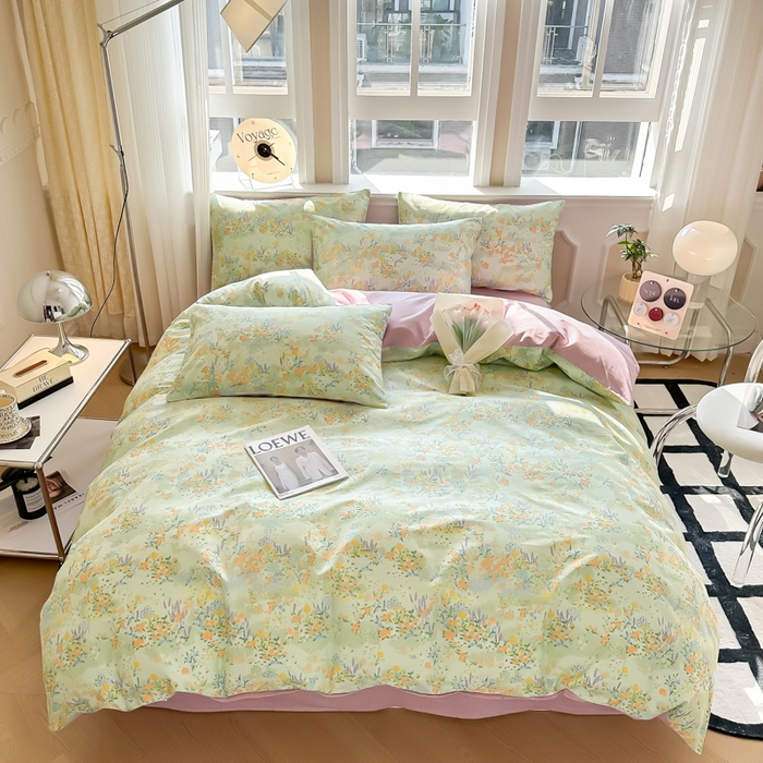 91家纺网 家纺一手货源 找家纺 简宜家居 2025新款40支13070全棉斜纹繁花系列四件套 浪漫之约