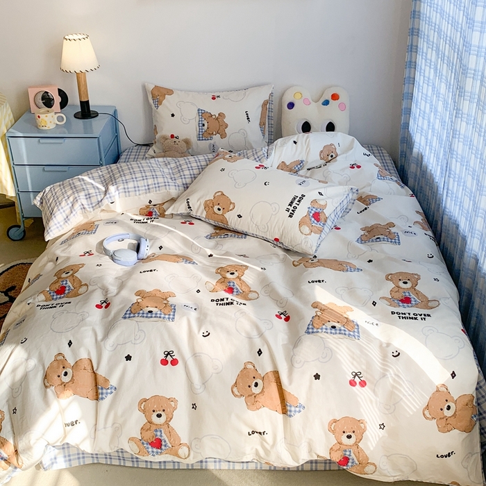 91家纺网 家纺一手货源 找家纺 昔可家纺 2023新款12月卡通全棉四件套 趴趴熊仔