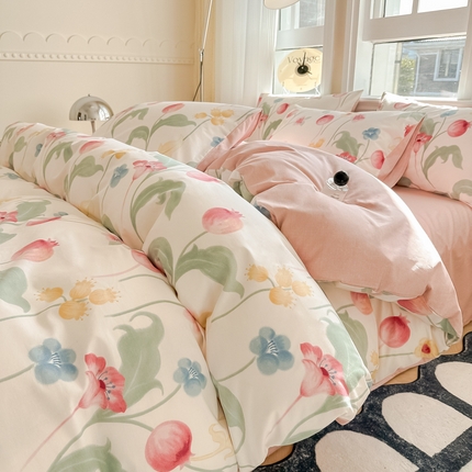 简宜家居 2025新款40支13070全棉斜纹繁花系列四件套 秋实