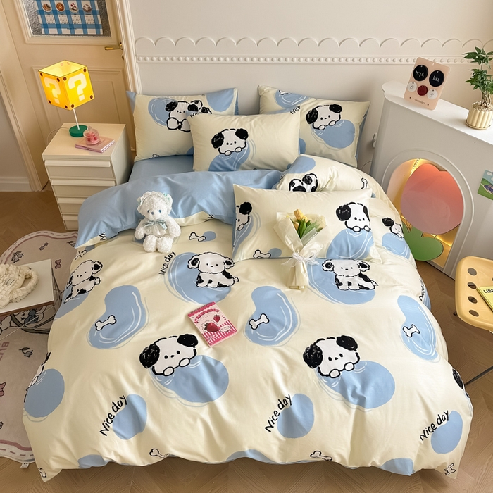 91家纺网 家纺一手货源 找家纺 简宜家居 2025新款40支13070全棉斜纹卡通系列四件套（系列二） 萌萌狗