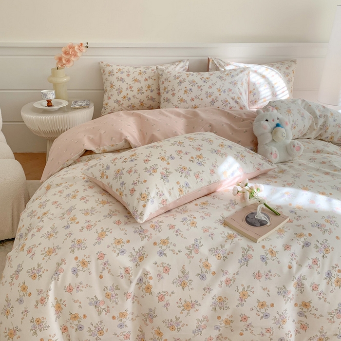 91家纺网 家纺一手货源 找家纺 澳萝拉 2024新款全棉40支13070碎花系列四件套 花小莱-粉