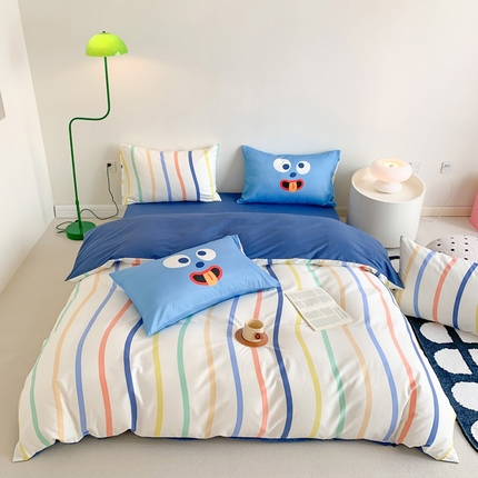 澳萝拉 2024新款全棉条纹卡通大版四件套 调皮蛋