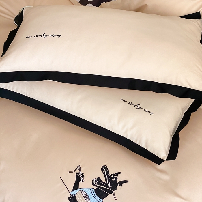 91家纺网 家纺一手货源 找家纺 （总）赫帛 2024新款50s缎纹数码印花长绒棉刺绣四件套-龙须面（风格二）