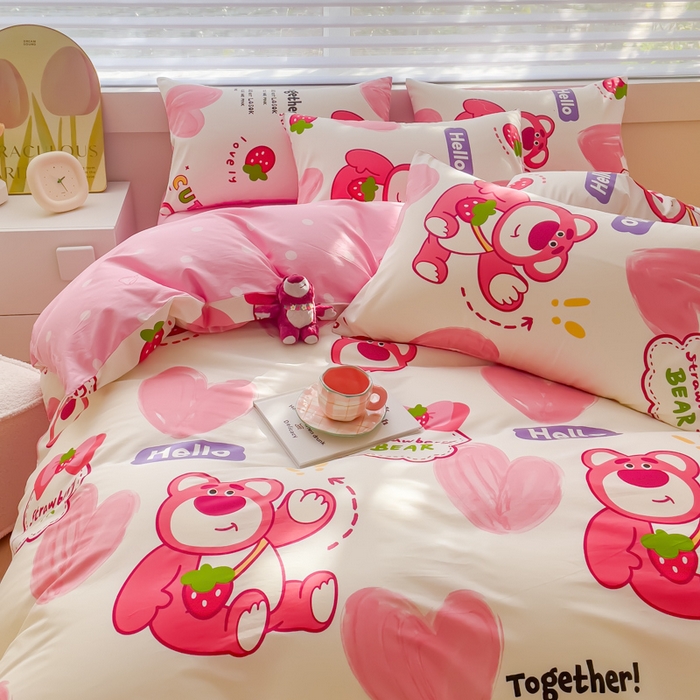 91家纺网 家纺一手货源 找家纺 （总）金丝鸟 2024新款全棉四件套可爱卡通系列四件套