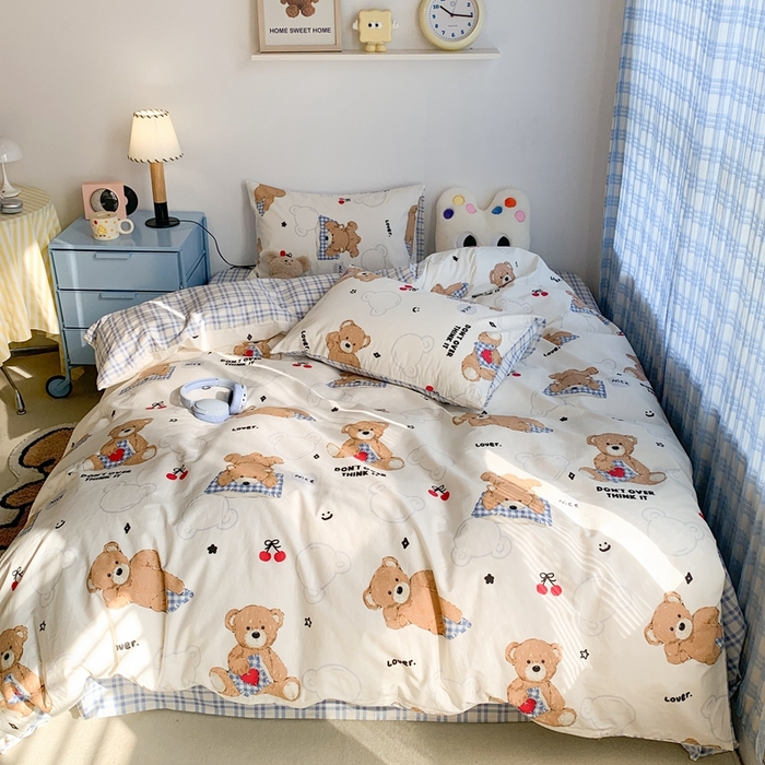 91家纺网 家纺一手货源 找家纺 昔可家纺 2023新款12月卡通全棉四件套 趴趴熊仔