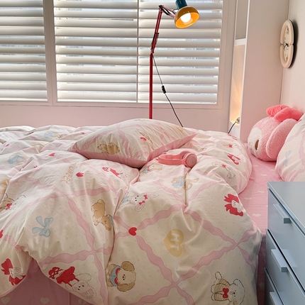 91家纺网 家纺一手货源 找家纺 （总）昔可家纺 2024新款小清新系列全棉四件套