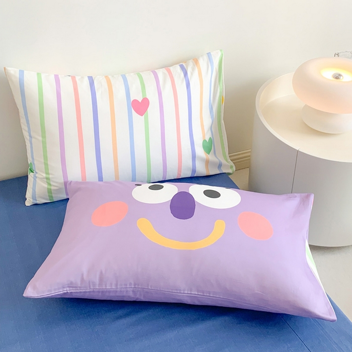 91家纺网 家纺一手货源 找家纺 澳萝拉 2024新款全棉条纹卡通大版四件套 童话梦