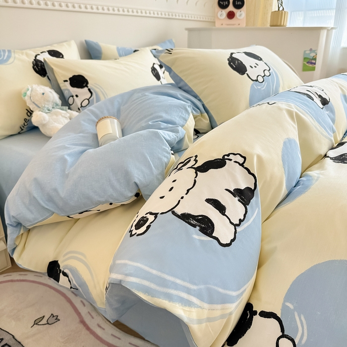 91家纺网 家纺一手货源 找家纺 简宜家居 2025新款40支13070全棉斜纹卡通系列四件套（系列二） 萌萌狗