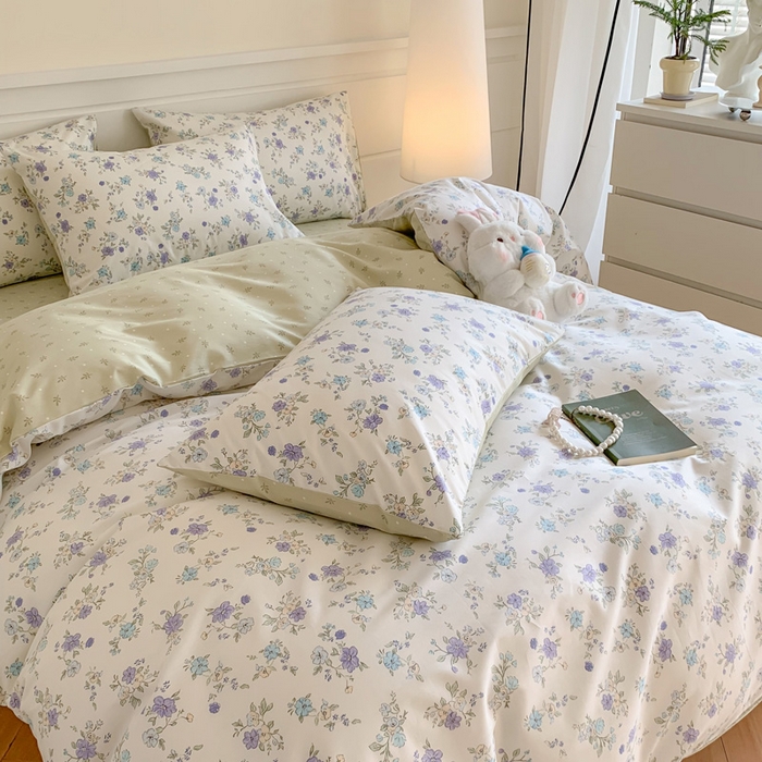 91家纺网 家纺一手货源 找家纺 澳萝拉 2024新款全棉40支13070碎花系列四件套 花小莱-兰