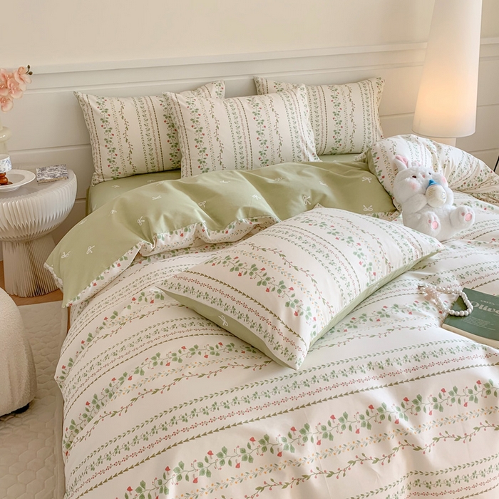 91家纺网 家纺一手货源 找家纺 澳萝拉 2024新款全棉40支13070碎花系列四件套 甜心藤