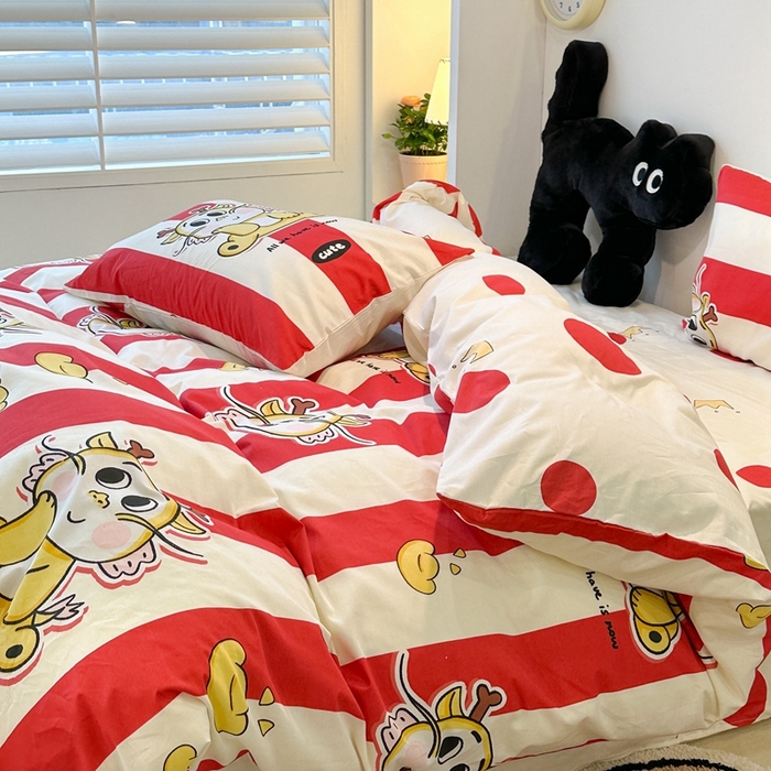 91家纺网 家纺一手货源 找家纺 （总）昔可家纺 2024新款全棉印花四件套-元宝龙