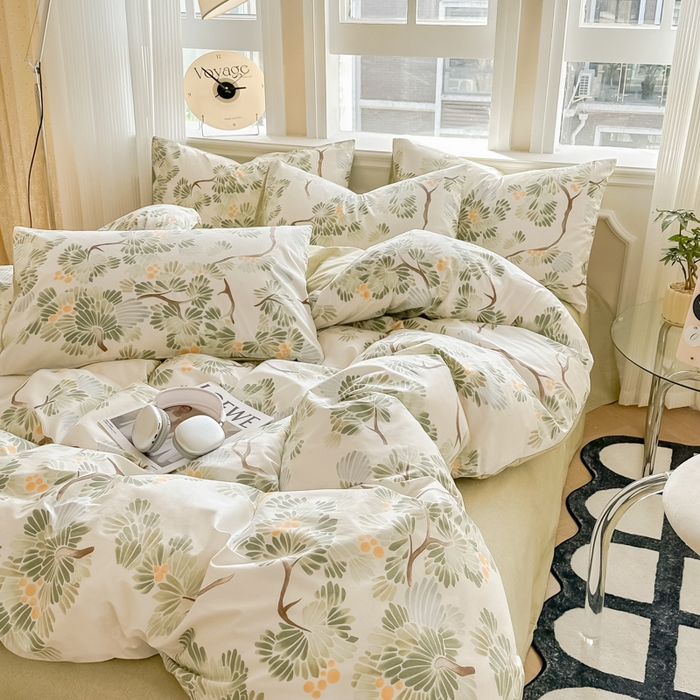 91家纺网 家纺一手货源 找家纺 简宜家居 2025新款40支13070全棉斜纹繁花系列四件套 夏美