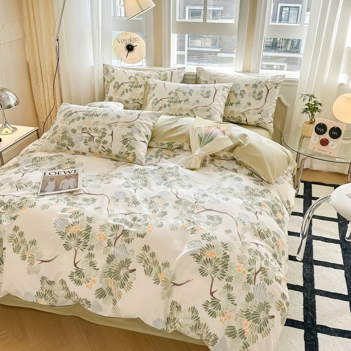 91家纺网 家纺一手货源 找家纺 简宜家居 2025新款40支13070全棉斜纹繁花系列四件套 夏美