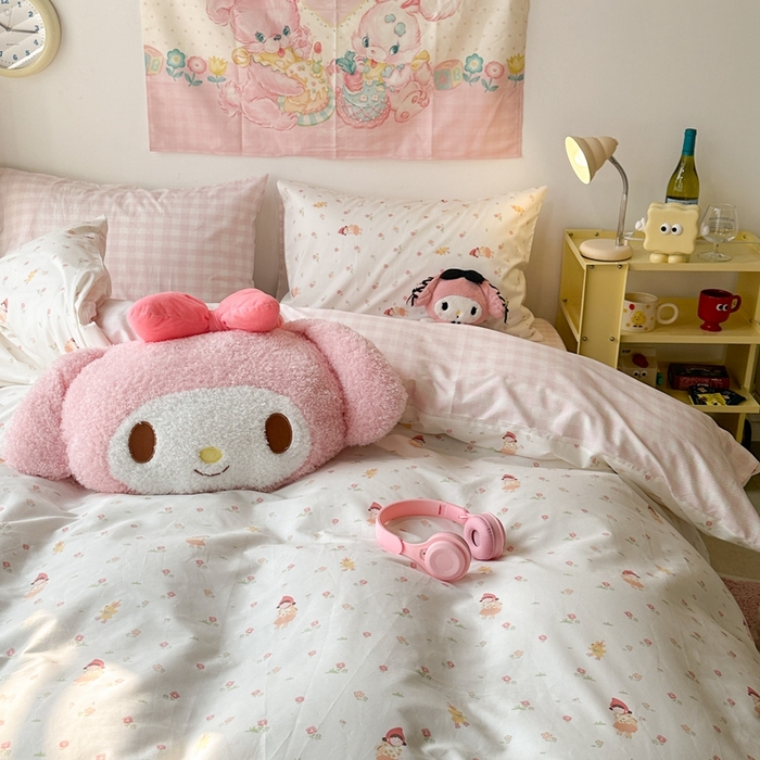 91家纺网 家纺一手货源 找家纺 昔可家纺 2024新款小清新系列全棉四件套 花花小红帽