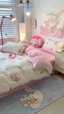 91家纺网 家纺一手货源 找家纺 昔可家纺 2024新款小清新系列全棉四件套 花花小红帽