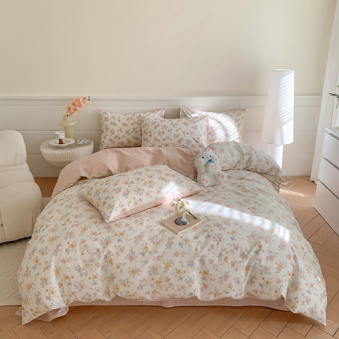 91家纺网 家纺一手货源 找家纺 澳萝拉 2024新款全棉40支13070碎花系列四件套 花小莱-粉