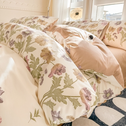 91家纺网 家纺一手货源 找家纺 （总）简宜家居 2025新款40支13070全棉斜纹繁花系列四件套