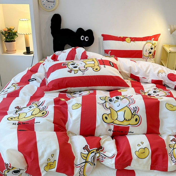 91家纺网 家纺一手货源 找家纺 （总）昔可家纺 2024新款全棉印花四件套-元宝龙