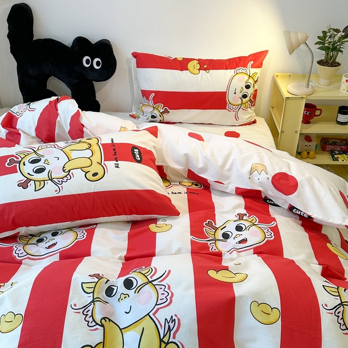 91家纺网 家纺一手货源 找家纺 （总）昔可家纺 2024新款全棉印花四件套-元宝龙