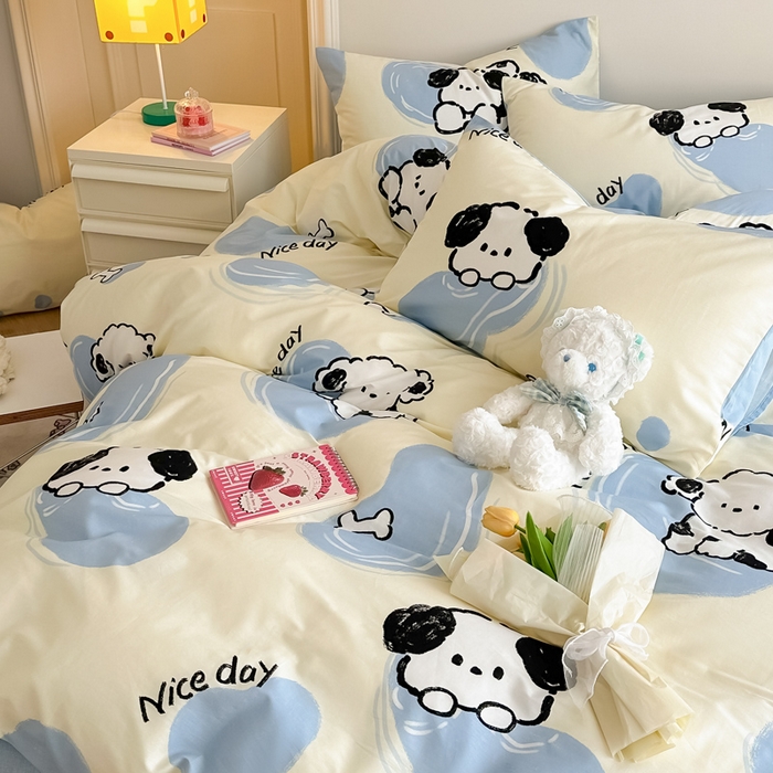 91家纺网 家纺一手货源 找家纺 简宜家居 2025新款40支13070全棉斜纹卡通系列四件套（系列二） 萌萌狗