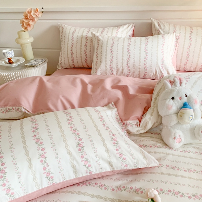 91家纺网 家纺一手货源 找家纺 澳萝拉 2024新款全棉40支13070碎花系列四件套 玫瑰物语