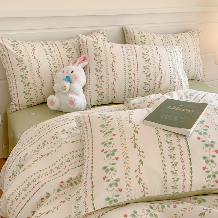 91家纺网 家纺一手货源 找家纺 澳萝拉 2024新款全棉40支13070碎花系列四件套 甜心藤