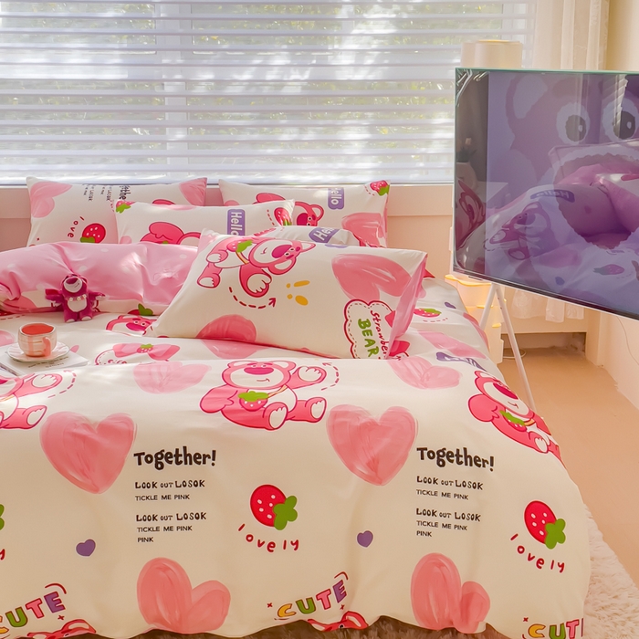 91家纺网 家纺一手货源 找家纺 （总）金丝鸟 2024新款全棉四件套可爱卡通系列四件套