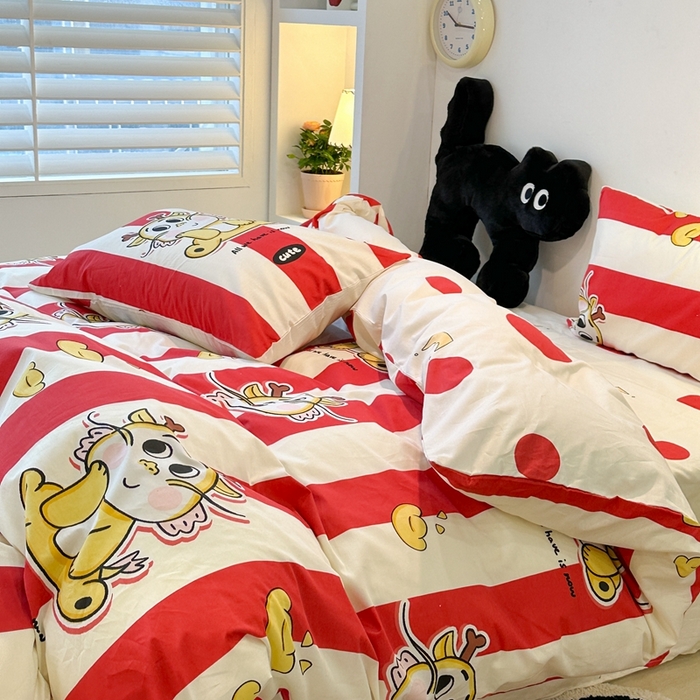 91家纺网 家纺一手货源 找家纺 （总）昔可家纺 2024新款全棉印花四件套-元宝龙