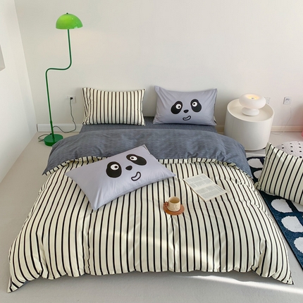 91家纺网 家纺一手货源 找家纺 （总）澳萝拉 2024新款全棉条纹卡通大版四件套