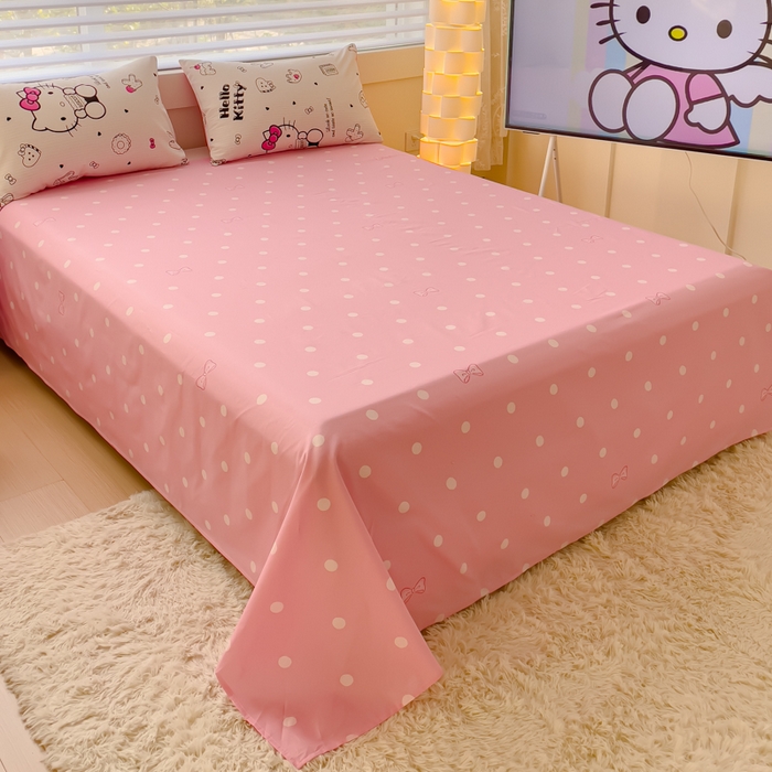 91家纺网 家纺一手货源 找家纺 金丝鸟 2024新款全棉四件套可爱卡通系列四件套 字母kt猫