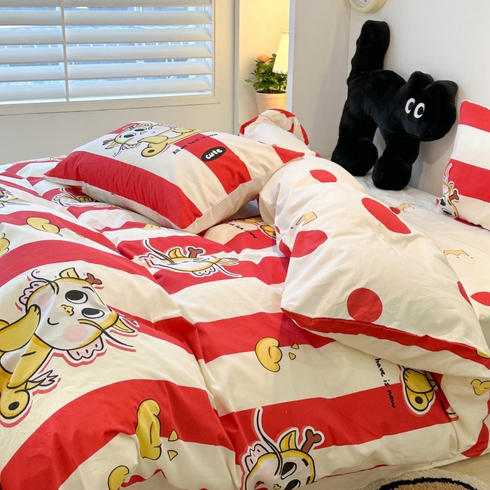 91家纺网 家纺一手货源 找家纺 （总）昔可家纺 2024新款全棉印花四件套-元宝龙