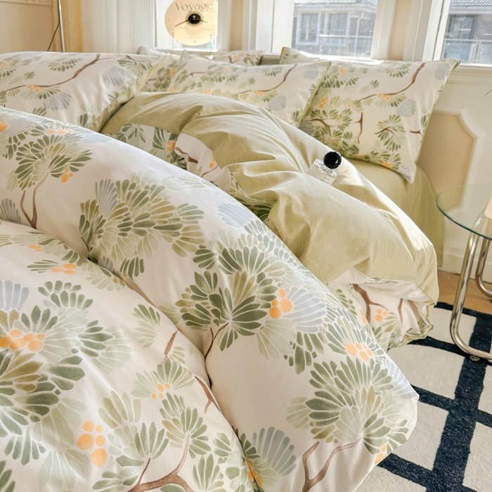 91家纺网 家纺一手货源 找家纺 简宜家居 2025新款40支13070全棉斜纹繁花系列四件套 夏美