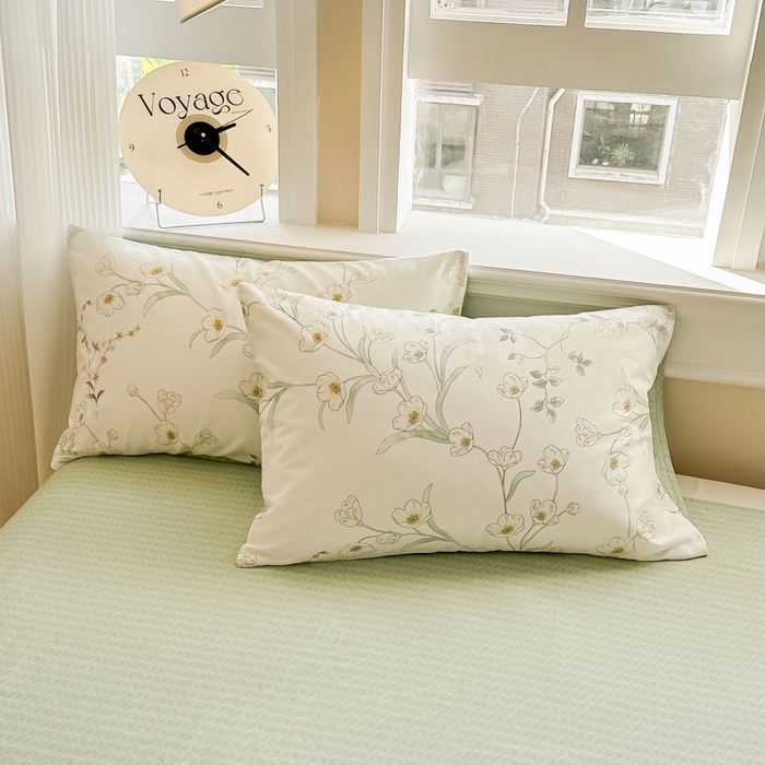 91家纺网 家纺一手货源 找家纺 简宜家居 2025新款40支13070全棉斜纹繁花系列四件套 雪滴花