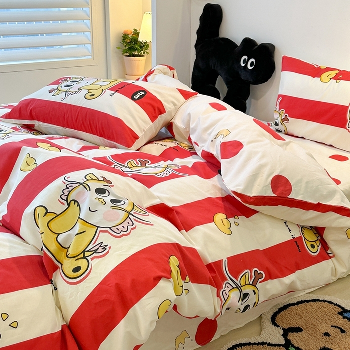 91家纺网 家纺一手货源 找家纺 （总）昔可家纺 2024新款全棉印花四件套-元宝龙