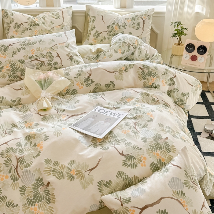 91家纺网 家纺一手货源 找家纺 简宜家居 2025新款40支13070全棉斜纹繁花系列四件套 夏美