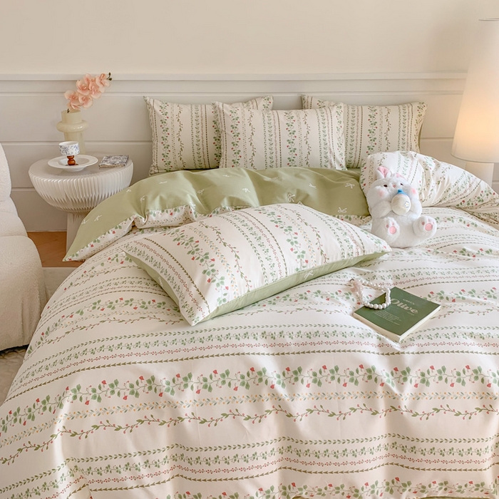 91家纺网 家纺一手货源 找家纺 澳萝拉 2024新款全棉40支13070碎花系列四件套 甜心藤