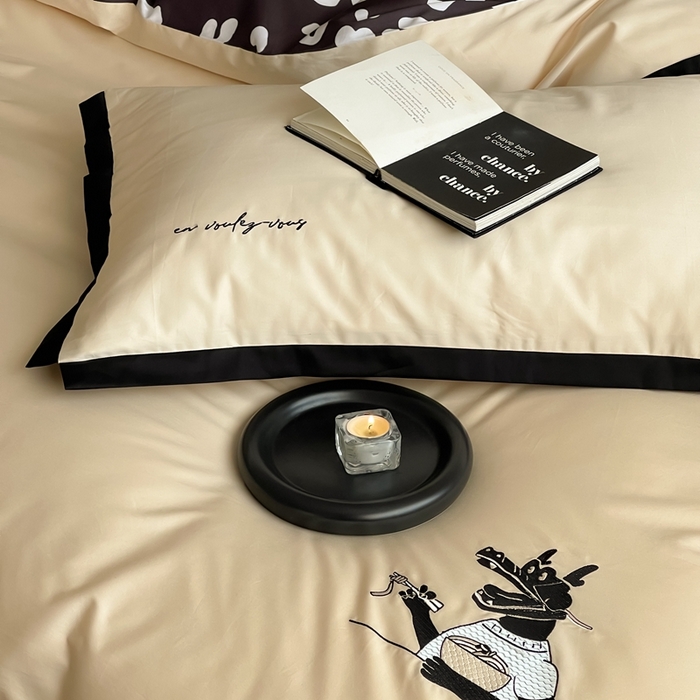 91家纺网 家纺一手货源 找家纺 （总）赫帛 2024新款50s缎纹数码印花长绒棉刺绣四件套-龙须面