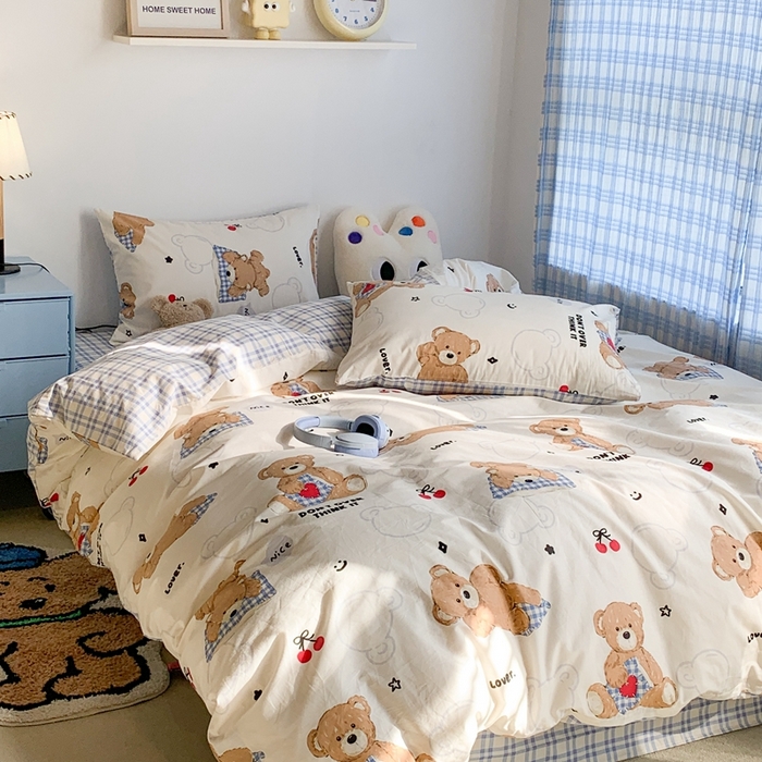 91家纺网 家纺一手货源 找家纺 昔可家纺 2023新款12月卡通全棉四件套 趴趴熊仔