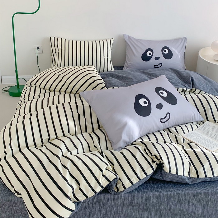 91家纺网 家纺一手货源 找家纺 澳萝拉 2024新款全棉条纹卡通大版四件套 伊丽莎白