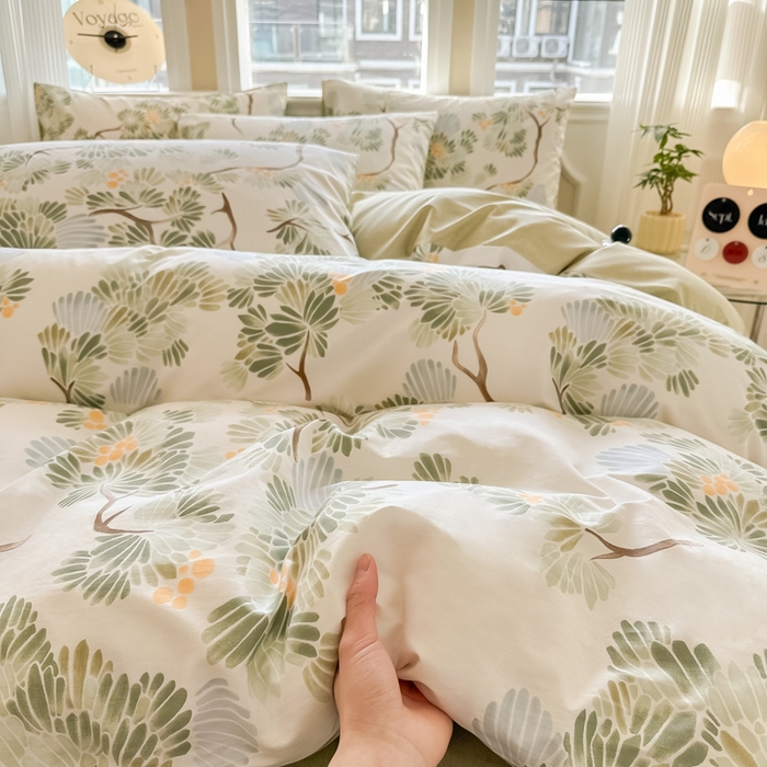 91家纺网 家纺一手货源 找家纺 简宜家居 2025新款40支13070全棉斜纹繁花系列四件套 夏美