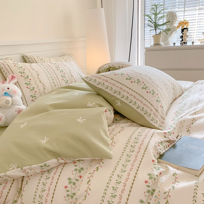 91家纺网 家纺一手货源 找家纺 澳萝拉 2024新款全棉40支13070碎花系列四件套 甜心藤