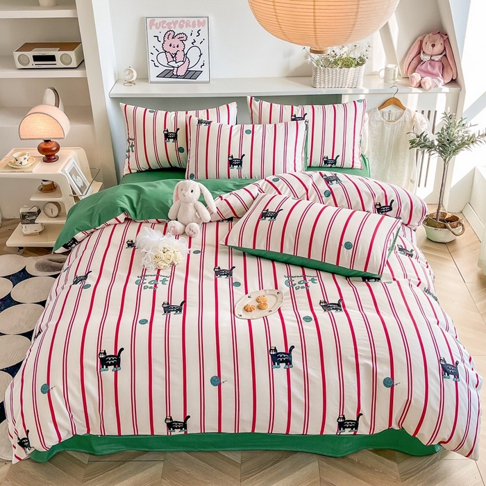 91家纺网 家纺一手货源 找家纺 简宜家居 2025新款40支13070全棉斜纹卡通系列四件套（系列二） 动漫哈基米