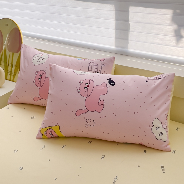 91家纺网 家纺一手货源 找家纺 金丝鸟 2024新款全棉四件套可爱卡通系列四件套 捉鱼小猫