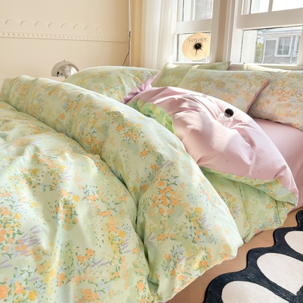 简宜家居 2025新款40支13070全棉斜纹繁花系列四件套 浪漫之约